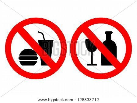 Set of icons forbidding food. Vector illustration.