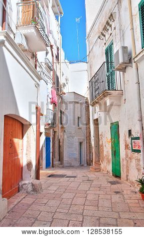Alleyway of Polignano a mare. Puglia Italy.