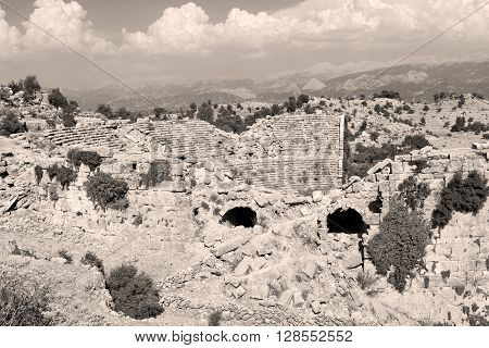 From The Hill In Asia Turkey Selge Old Architecture Ruins And Nature