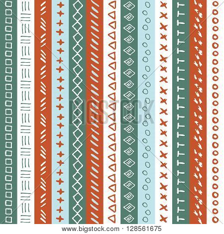 Vector Hand Drawn Seamless Folk Pattern