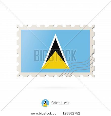 Postage Stamp With The Image Of Saint Lucia Flag.
