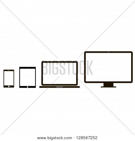 Electronic device icons. 4 device icons in white background
