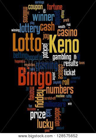 Lotto Bingo Keno, Word Cloud Concept