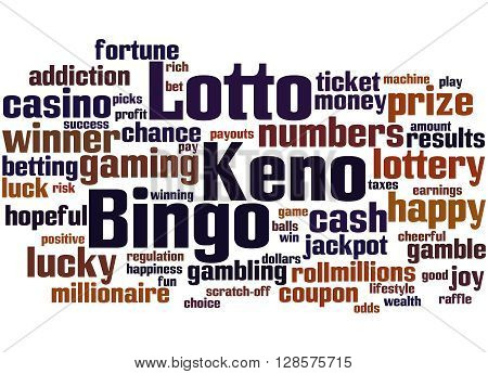 Lotto Bingo Keno, Word Cloud Concept 6