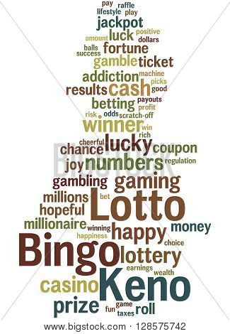 Lotto Bingo Keno, Word Cloud Concept 7