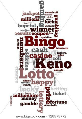 Lotto Bingo Keno, Word Cloud Concept 8