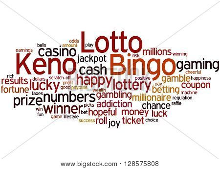 Lotto Bingo Keno, Word Cloud Concept 9