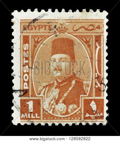 EGYPT - CIRCA 1945 : Cancelled postage stamp printed by Egypt, that shows king Farouk.