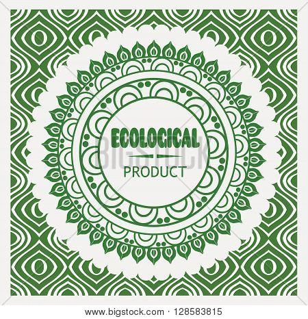 cool vector vintage Pure Nature Green Sign with signature ecological product with seamless abstract background.