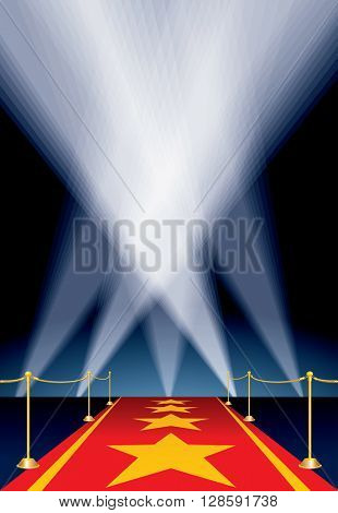 vector illustration with stars on red carpet