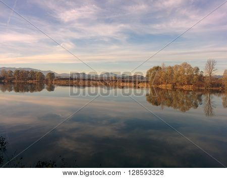 Lake in Slovenian city on a beautifull day