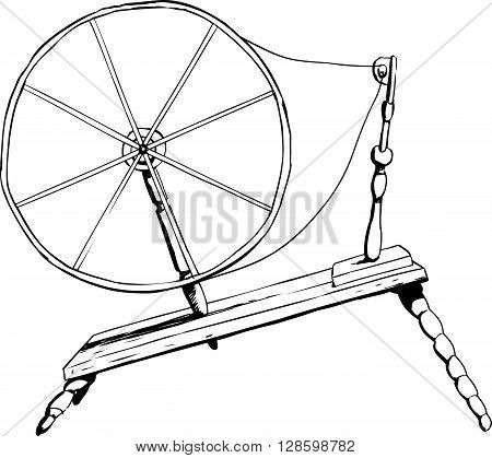 Antique Spinning Wheel Outline