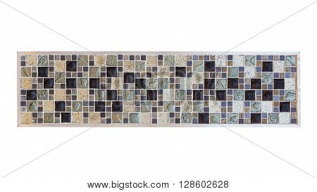 colorful mosaic tiles isolated on white background.