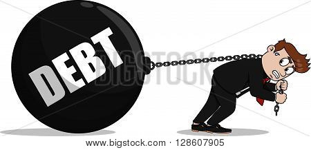 Big Debt ball business man .eps10 editable vector illustration design