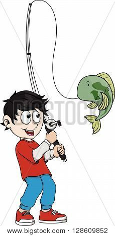 Boy fishing cartoon  .eps10 editable vector illustration design