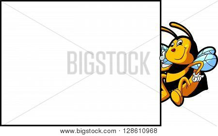 Bee illustration with blank banner .eps10 editable vector illustration design