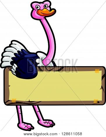 Ostritch illustration with blank banner .eps10 editable vector illustration design