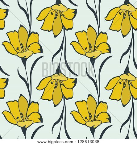 Seamless Flower  Buttercup  Pattern. Summer background garden