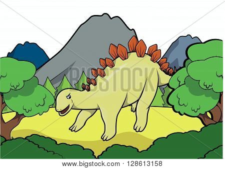 Stegosaurus Prehistoric scene illustration .eps10 editable vector illustration design