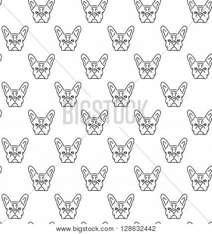 Seamless colorful pattern with french bulldog. Vector illustration