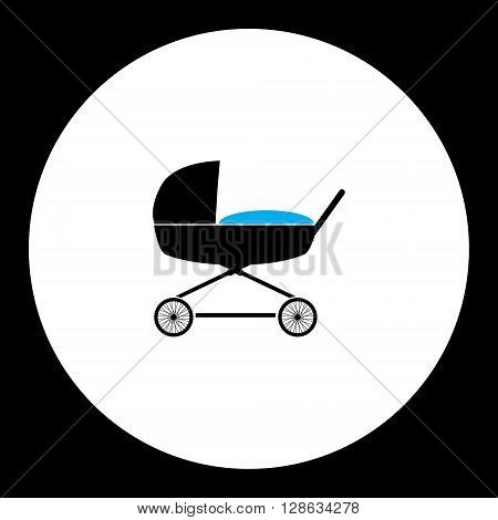 Simple Black Stroller For Baby Cradle Icon Eps10