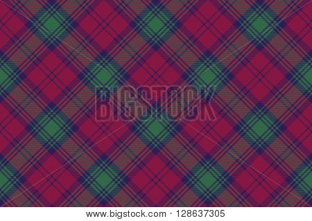 Lindsay tartan fabric texture diagonal pattern seamless .Vector illustration. EPS 10. No transparency. No gradients.
