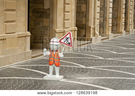 Roadworks On Street With Symbols