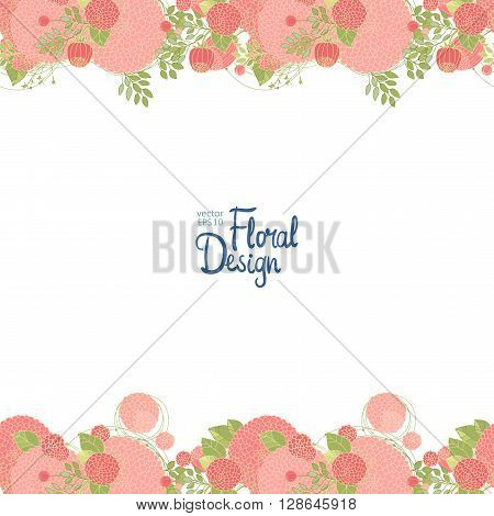 Border made with pink abstract flowers and place for your text. Good for invitations and greenting cards