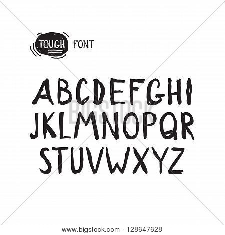 Grunge tough simple font. Universal alphabet with capital letters for your design concept, art, business