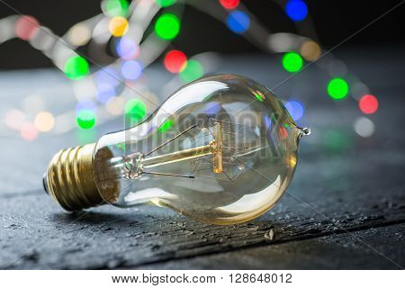Vintage Tungsten Bulb With Color Lights