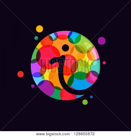 I Letter Logo With Mosaic Pattern.