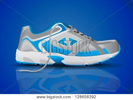 Stylish Blue Sneaker Sports Shoe Vector Illustration