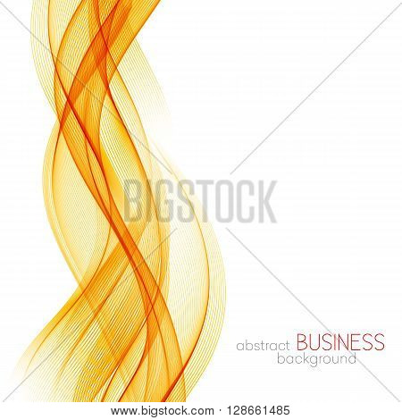 Abstract orange color wave design element. Abstract smooth color wavy vector. Curve flow orange motion illustration. Orange smoke wave lines. Orange wave