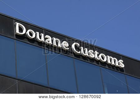 Amsterdam Netherlands-may 5 2016: Letter douane customs on a building in amsterdam schiphol