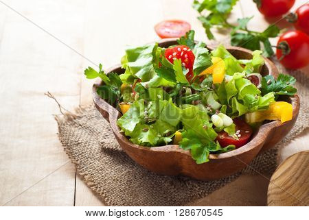 Fresh vegetable salad with seeds. Useful and healthy food.