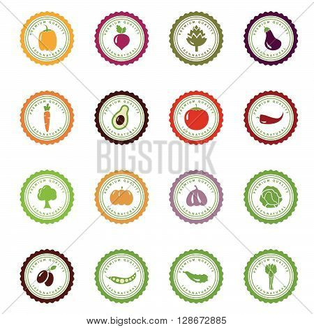 Set of vector labels with vegetables. vect or illustration