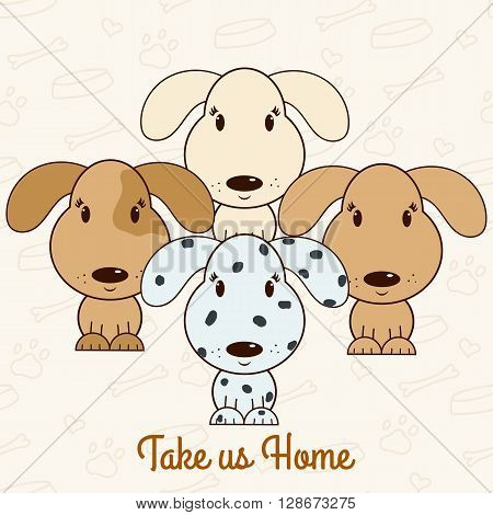 Hand drawn dog in cartoon style. Adopt a dog. Dog adoption concept. Happy dog in cartoon style.