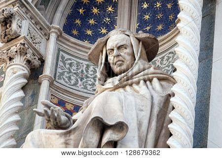 FLORENCE, ITALY - JUNE 05: Cardinal Pietro Valeriani, Portal of Cattedrale di Santa Maria del Fiore (Cathedral of Saint Mary of the Flower), Florence, Italy on June 05, 2015