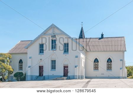 KNYSNA SOUTH AFRICA - MARCH 3 2016: The back of the Dutch Reformed Church in Knysna. The church was built in 1900
