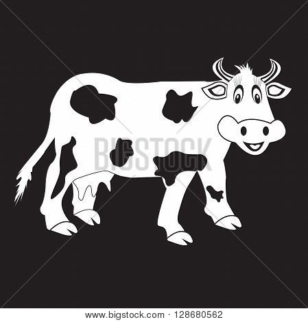 stencil funny cow on a black background