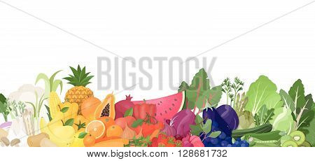 Colorful rainbow of fruit and vegetables on white background healthy eating and nutrition concept