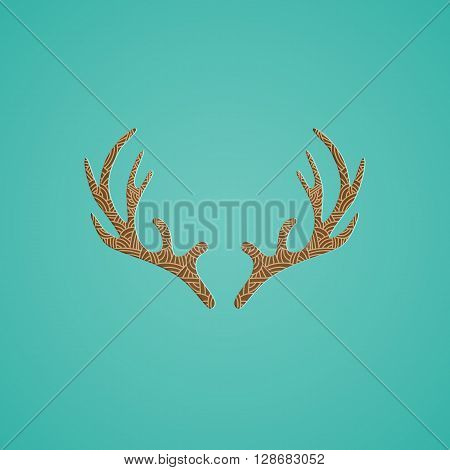 Deer alers with abstract doodle pattern. Christmas collection. Vector illustration