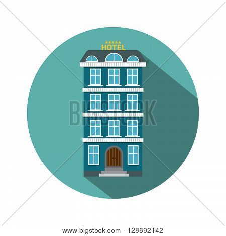 hotel icon flat style. Stock vector. Vector illustration.