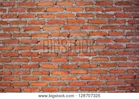 Brick wall placed on a vertical stick with a plaster waiting to shetland.