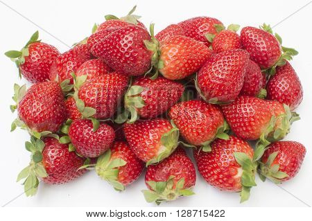 fresh Strawberry on white background, organic strawberries,