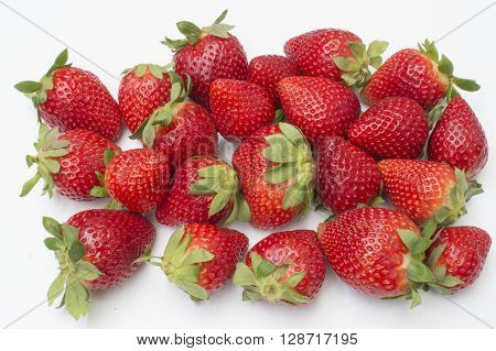 fresh Strawberry on white background, organic strawberries