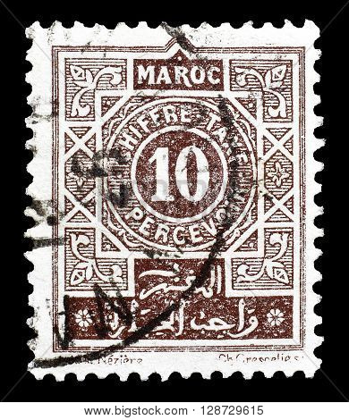 FRENCH MOROCCO - CIRCA 1915 : Cancelled postage stamp printed by French Morocco, that shows Numeral of value.