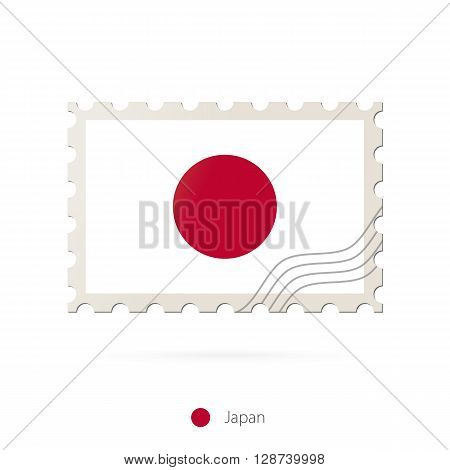 Postage Stamp With The Image Of Japan Flag.