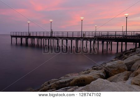 Sunset at Limassol coastal front,Cyprus,Europe.It has second largest urban area on the island