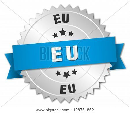 eu round silver badge with blue ribbon